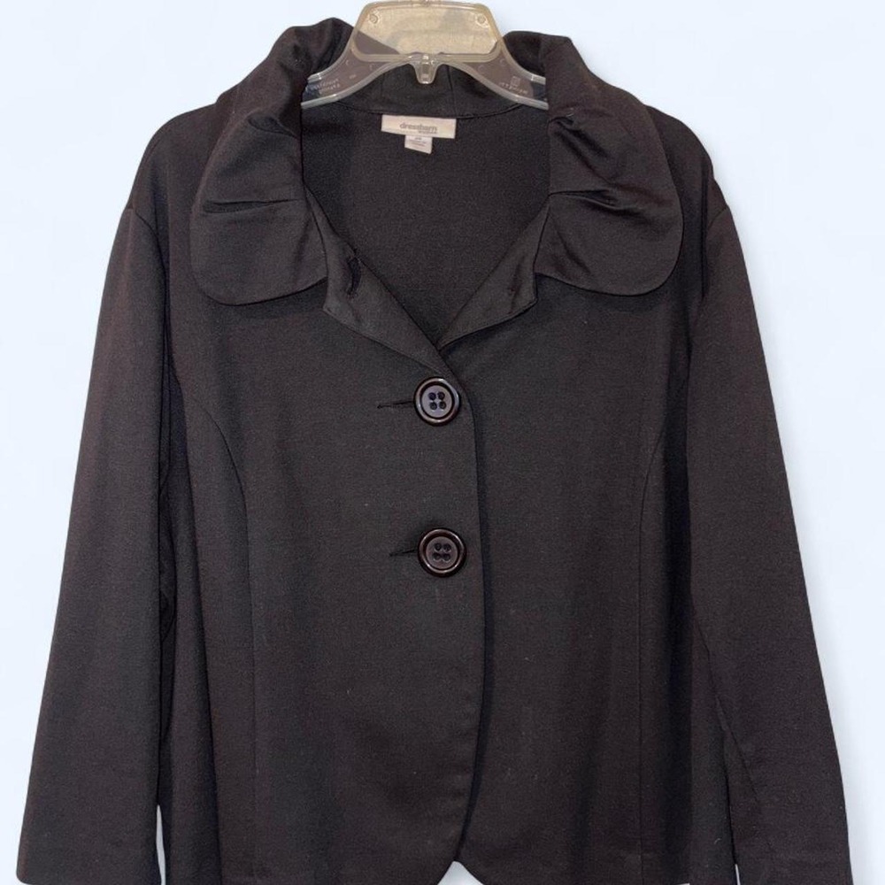Dressbarn Black Blazer with Ruffle Collar Size 24